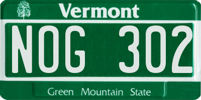 VT license plate NOG302