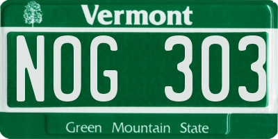 VT license plate NOG303