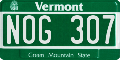 VT license plate NOG307