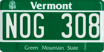 VT license plate NOG308