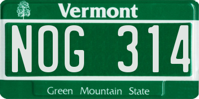 VT license plate NOG314