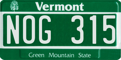VT license plate NOG315