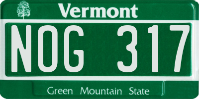 VT license plate NOG317