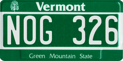 VT license plate NOG326