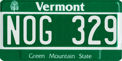 VT license plate NOG329