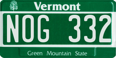 VT license plate NOG332