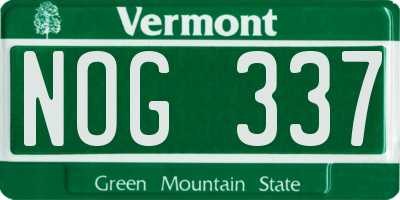 VT license plate NOG337