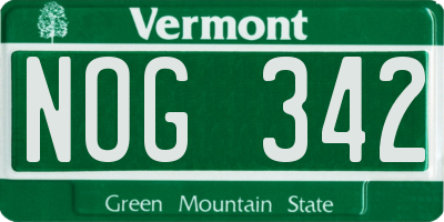 VT license plate NOG342