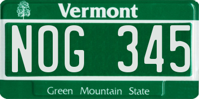 VT license plate NOG345