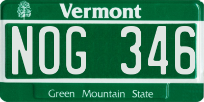 VT license plate NOG346