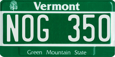 VT license plate NOG350