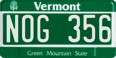 VT license plate NOG356