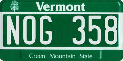VT license plate NOG358