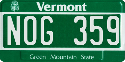 VT license plate NOG359