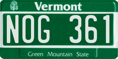 VT license plate NOG361