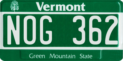 VT license plate NOG362
