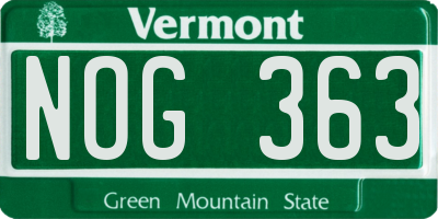 VT license plate NOG363