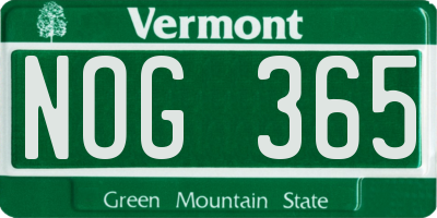 VT license plate NOG365
