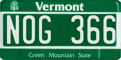 VT license plate NOG366
