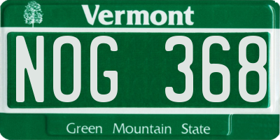 VT license plate NOG368