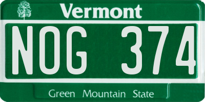 VT license plate NOG374