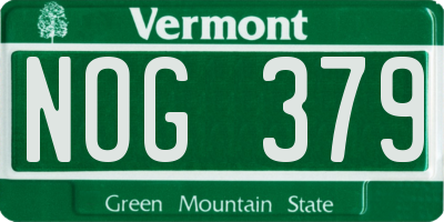 VT license plate NOG379