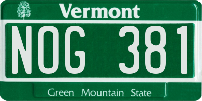 VT license plate NOG381