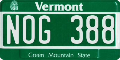 VT license plate NOG388