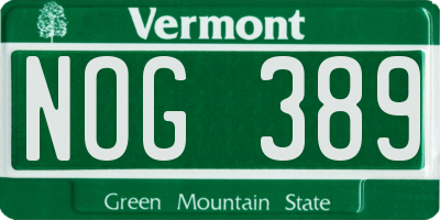 VT license plate NOG389