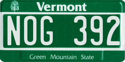 VT license plate NOG392
