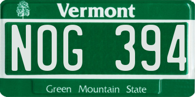 VT license plate NOG394