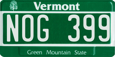 VT license plate NOG399