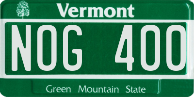 VT license plate NOG400
