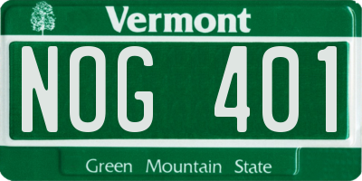 VT license plate NOG401