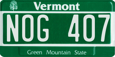 VT license plate NOG407