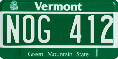 VT license plate NOG412