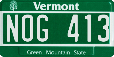 VT license plate NOG413