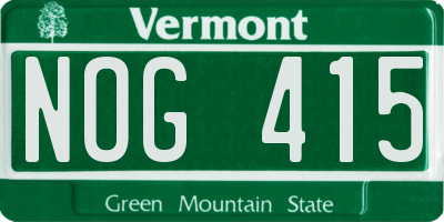 VT license plate NOG415