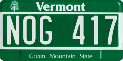 VT license plate NOG417