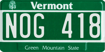 VT license plate NOG418