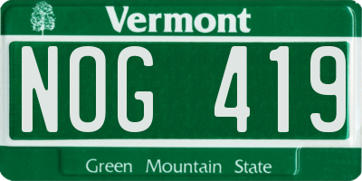 VT license plate NOG419
