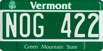 VT license plate NOG422