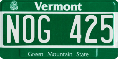 VT license plate NOG425