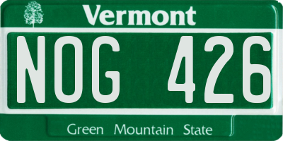 VT license plate NOG426