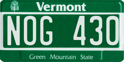 VT license plate NOG430