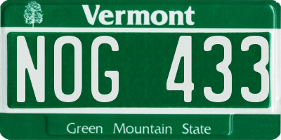 VT license plate NOG433