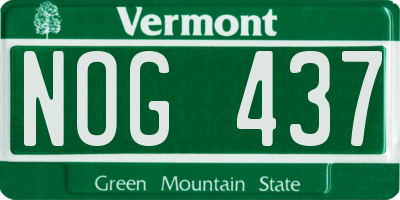 VT license plate NOG437