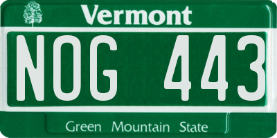 VT license plate NOG443