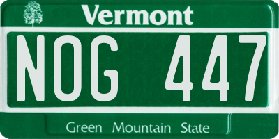 VT license plate NOG447