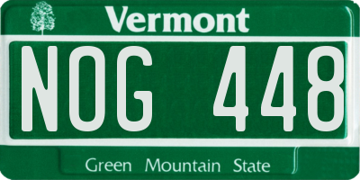 VT license plate NOG448
